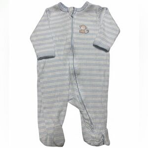 🌸Little Me Blue & White Striped Onesie w/Monkey Design
